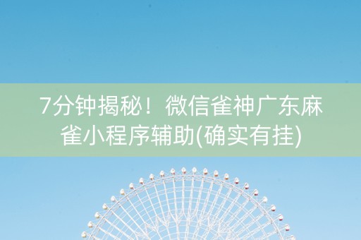 7分钟揭秘！微信雀神广东麻雀小程序辅助(确实有挂)