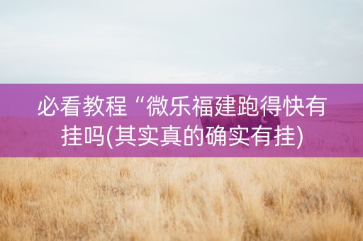 必看教程“微乐福建跑得快有挂吗(其实真的确实有挂)