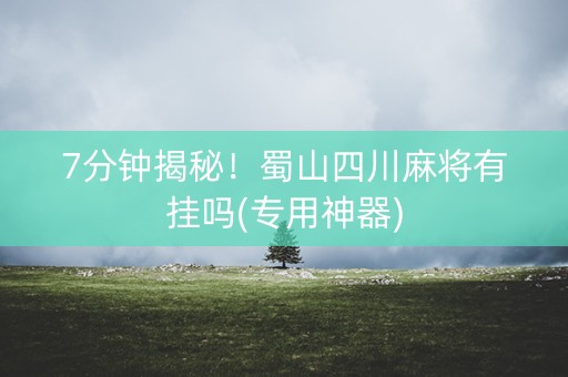 7分钟揭秘！蜀山四川麻将有挂吗(专用神器)