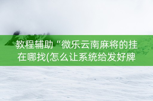 教程辅助“微乐云南麻将的挂在哪找(怎么让系统给发好牌)