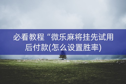 必看教程“微乐麻将挂先试用后付款(怎么设置胜率)