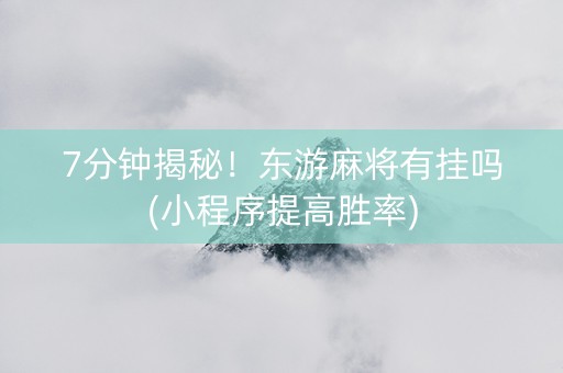 7分钟揭秘！东游麻将有挂吗(小程序提高胜率)