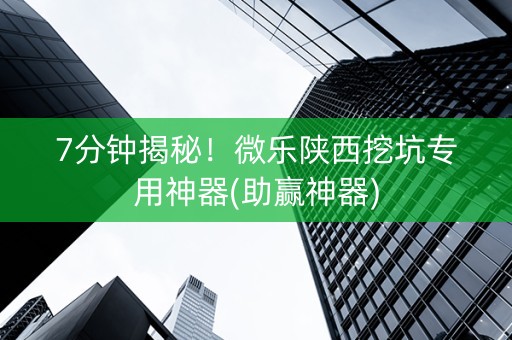 7分钟揭秘！微乐陕西挖坑专用神器(助赢神器)