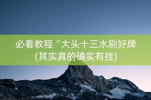 必看教程“大头十三水刷好牌(其实真的确实有挂)
