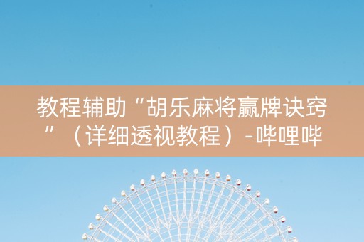 教程辅助“胡乐麻将赢牌诀窍”（详细透视教程）-哔哩哔哩