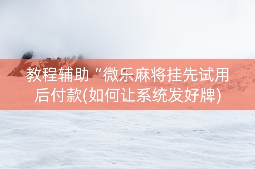教程辅助“微乐麻将挂先试用后付款(如何让系统发好牌)