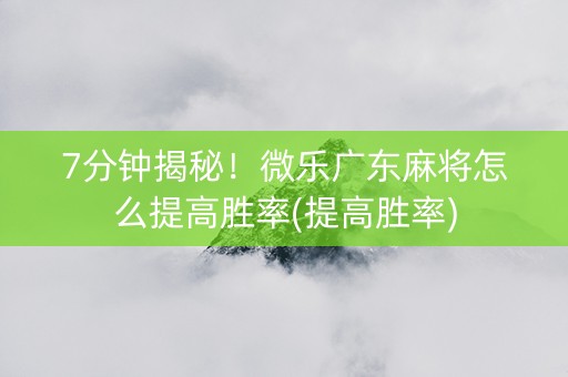 7分钟揭秘！微乐广东麻将怎么提高胜率(提高胜率)