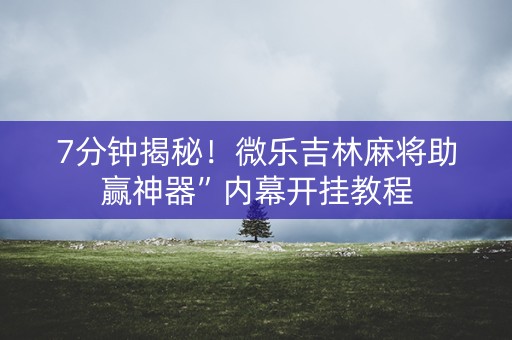 7分钟揭秘！微乐吉林麻将助赢神器”内幕开挂教程