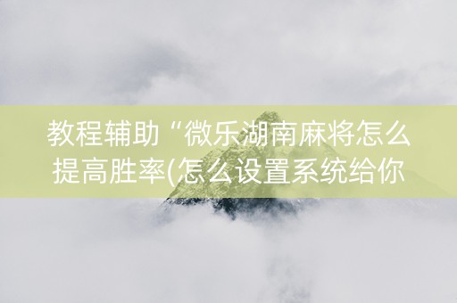 教程辅助“微乐湖南麻将怎么提高胜率(怎么设置系统给你好牌)