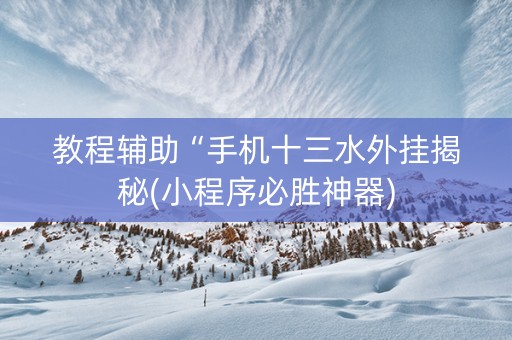 教程辅助“手机十三水外挂揭秘(小程序必胜神器)