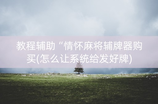 教程辅助“情怀麻将辅牌器购买(怎么让系统给发好牌)
