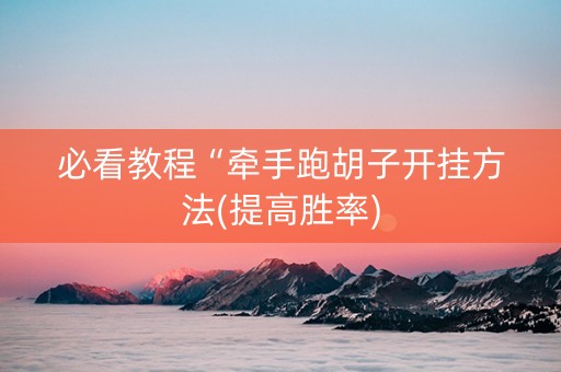 必看教程“牵手跑胡子开挂方法(提高胜率)