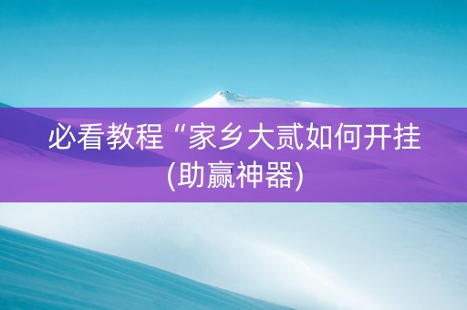 必看教程“家乡大贰如何开挂(助赢神器)