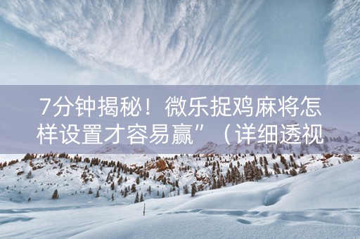7分钟揭秘！微乐捉鸡麻将怎样设置才容易赢”（详细透视教程）-哔哩哔哩