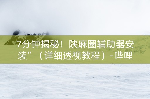 7分钟揭秘！陕麻圈辅助器安装”（详细透视教程）-哔哩哔哩
