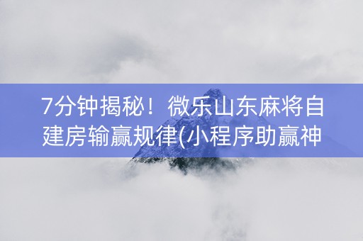 7分钟揭秘！微乐山东麻将自建房输赢规律(小程序助赢神器)