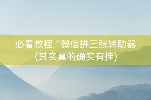 必看教程“微信拼三张辅助器(其实真的确实有挂)