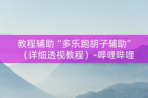 教程辅助“多乐跑胡子辅助”（详细透视教程）-哔哩哔哩