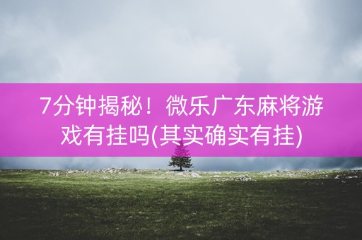 7分钟揭秘！微乐广东麻将游戏有挂吗(其实确实有挂)