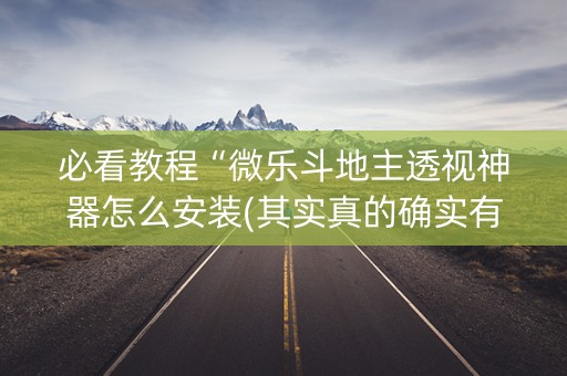 必看教程“微乐斗地主透视神器怎么安装(其实真的确实有挂)