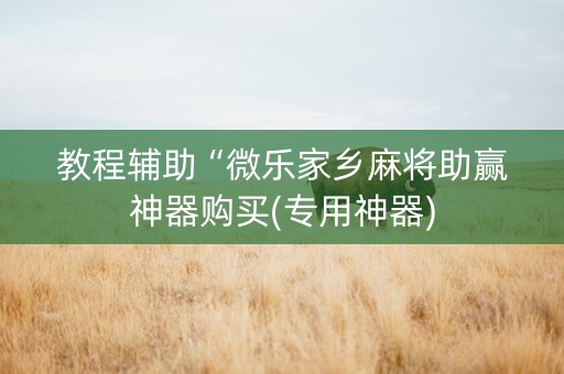 教程辅助“微乐家乡麻将助赢神器购买(专用神器)