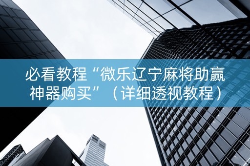 必看教程“微乐辽宁麻将助赢神器购买”（详细透视教程）-哔哩哔哩