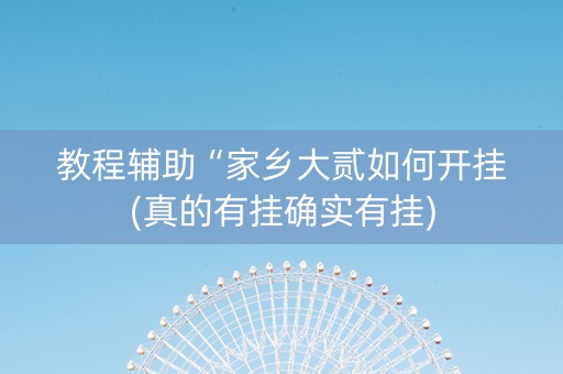 教程辅助“家乡大贰如何开挂(真的有挂确实有挂)