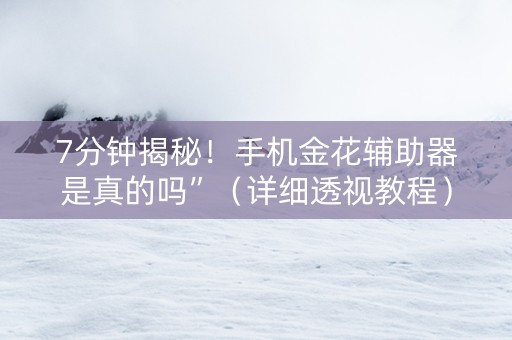 7分钟揭秘！手机金花辅助器是真的吗”（详细透视教程）-哔哩哔哩