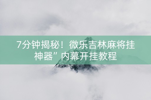 7分钟揭秘！微乐吉林麻将挂神器”内幕开挂教程