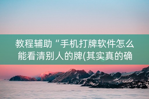教程辅助“手机打牌软件怎么能看清别人的牌(其实真的确实有挂)
