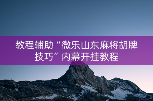 教程辅助“微乐山东麻将胡牌技巧”内幕开挂教程