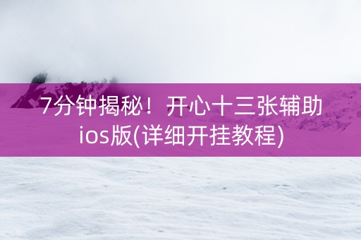 7分钟揭秘！开心十三张辅助ios版(详细开挂教程)
