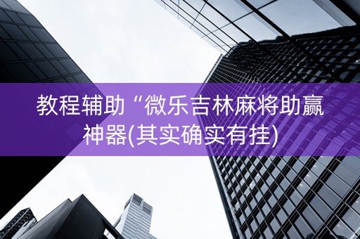 教程辅助“微乐吉林麻将助赢神器(其实确实有挂)