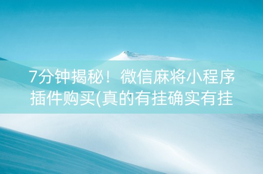 7分钟揭秘！微信麻将小程序插件购买(真的有挂确实有挂)