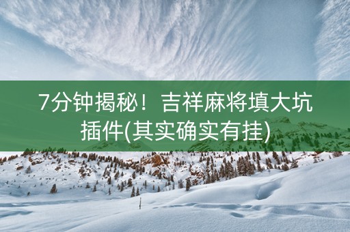 7分钟揭秘！吉祥麻将填大坑插件(其实确实有挂)
