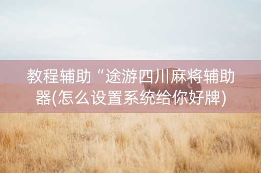 教程辅助“途游四川麻将辅助器(怎么设置系统给你好牌)