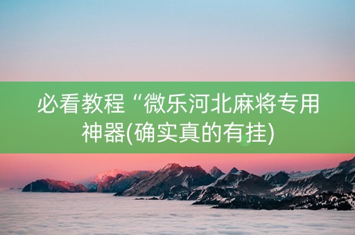 必看教程“微乐河北麻将专用神器(确实真的有挂)