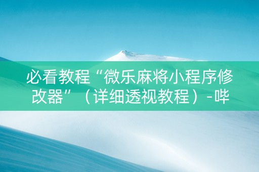 必看教程“微乐麻将小程序修改器”（详细透视教程）-哔哩哔哩