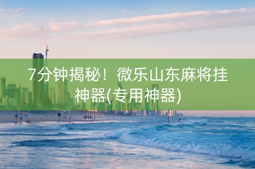 7分钟揭秘！微乐山东麻将挂神器(专用神器)