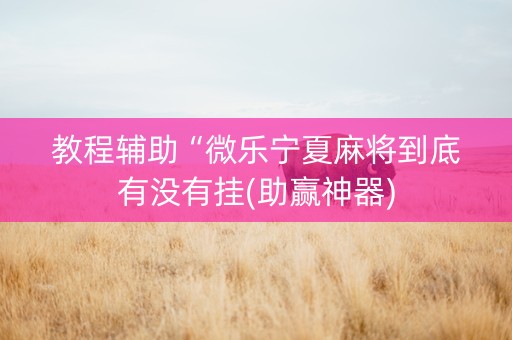 教程辅助“微乐宁夏麻将到底有没有挂(助赢神器)