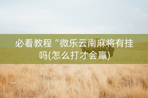 必看教程“微乐云南麻将有挂吗(怎么打才会赢)