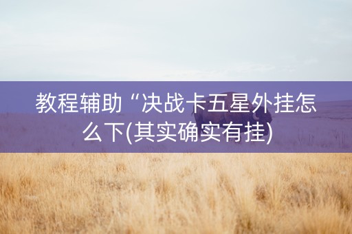 教程辅助“决战卡五星外挂怎么下(其实确实有挂)