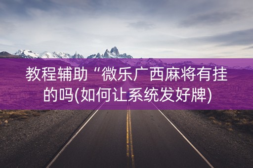 教程辅助“微乐广西麻将有挂的吗(如何让系统发好牌)