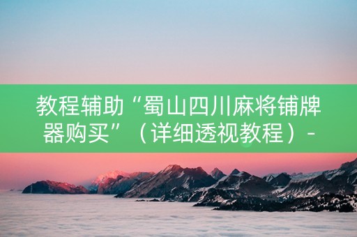 教程辅助“蜀山四川麻将铺牌器购买”（详细透视教程）-哔哩哔哩