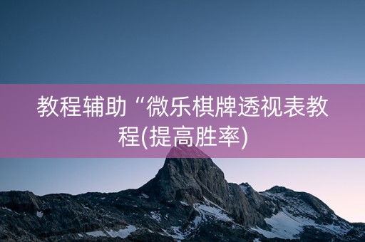 教程辅助“微乐棋牌透视表教程(提高胜率)