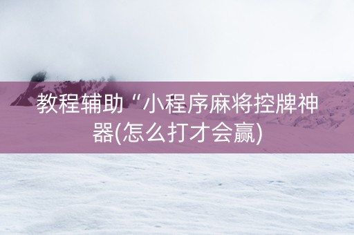 教程辅助“小程序麻将控牌神器(怎么打才会赢)