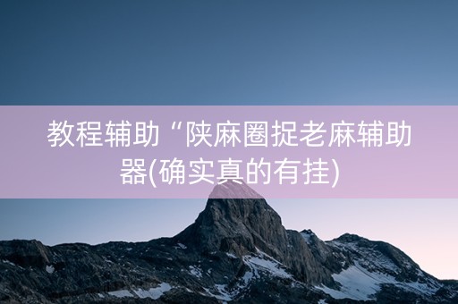 教程辅助“陕麻圈捉老麻辅助器(确实真的有挂)