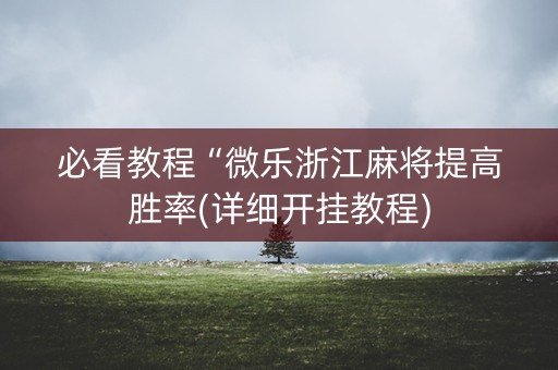 必看教程“微乐浙江麻将提高胜率(详细开挂教程)