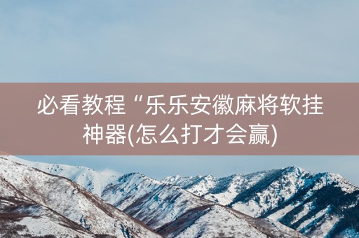 必看教程“乐乐安徽麻将软挂神器(怎么打才会赢)