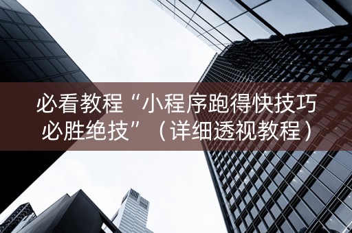 必看教程“小程序跑得快技巧必胜绝技”（详细透视教程）-哔哩哔哩